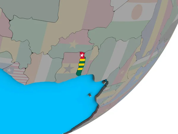 Togo Con Bandera Nacional Mundo Político Azul Ilustración —  Fotos de Stock