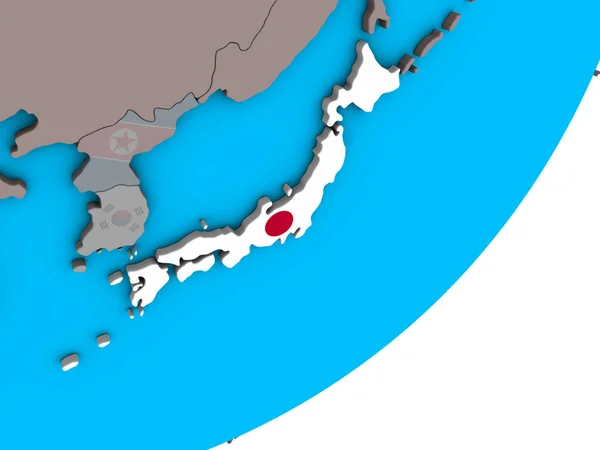 Japan National Flag Blue Political Globe Illustration — Stock Photo, Image