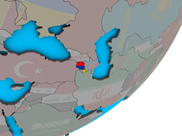 青い政治 地球儀上の国旗とアルメニア イラストレーション — ストック写真