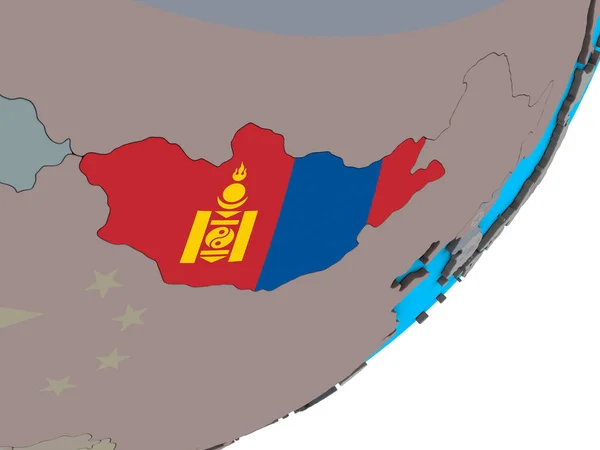 Монголія Національного Прапора Синій Політичних Моделі Землі Ілюстрація — стокове фото