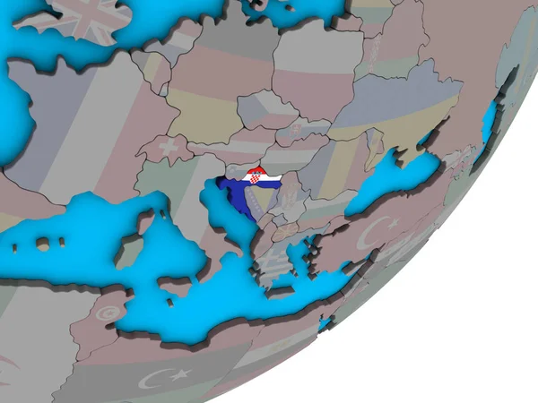 Horvátország Nemzeti Zászló Kék Politikai Földgömb Illusztráció — Stock Fotó