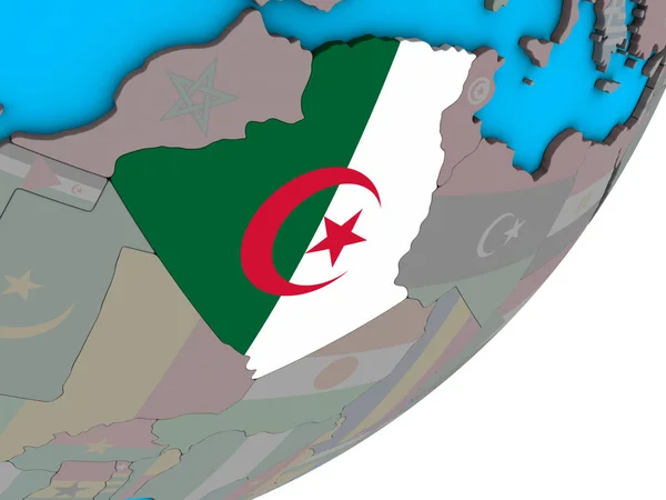 Argelia Con Bandera Nacional Mundo Político Azul Ilustración —  Fotos de Stock