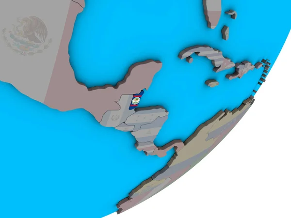 Belize Nemzeti Zászló Kék Politikai Földgömb Illusztráció — Stock Fotó