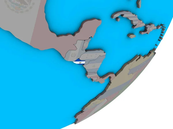 Salvador Met Nationale Vlag Blauwe Politieke Globe Illustratie — Stockfoto