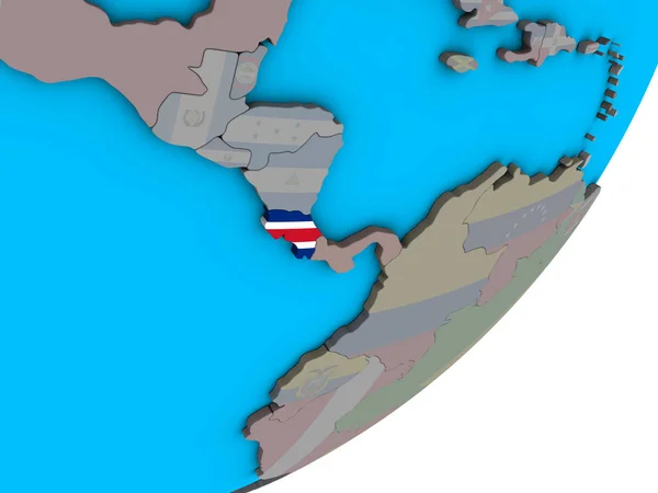 Kostarika Státní Vlajka Modré Politické Glóbu Obrázek — Stock fotografie