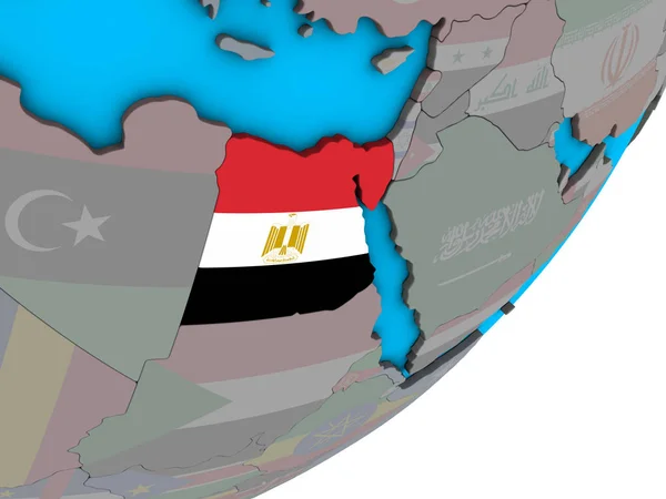 Egypte Met Nationale Vlag Blauwe Politieke Globe Illustratie — Stockfoto