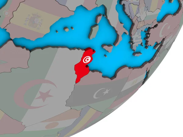 Туніс Національного Прапора Синій Політичних Моделі Землі Ілюстрація — стокове фото