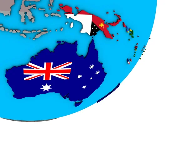 Australia National Flags Blue Political Globe Illustration — Stock Photo, Image