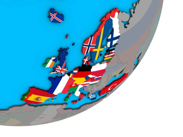 Oecd European Members National Flags Blue Political Globe Illustration — Stock Photo, Image