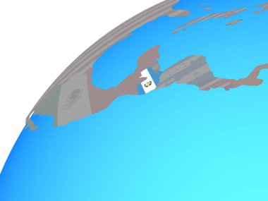 Guatemala dünya üzerinde katıştırılmış ulusal bayrak ile. 3D çizim.