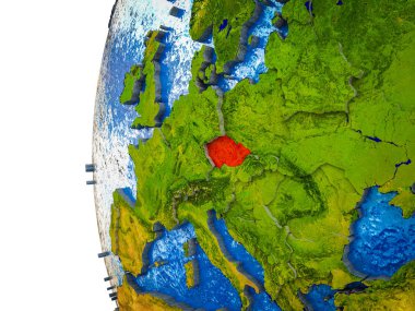 Çek Cumhuriyeti görünür ülkeler ve sulu okyanusların 3d dünya üzerinde vurgulanır. 3D çizim.