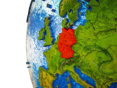 Almanya görünür ülkeler ve sulu okyanusların 3d dünya üzerinde vurgulanır. 3D çizim.