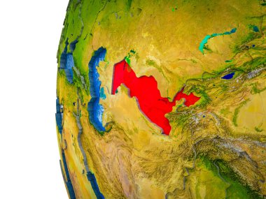 Asean üye devletler görünür ülkeler ve sulu okyanusların 3d dünya üzerinde vurgulanır. 3D çizim.