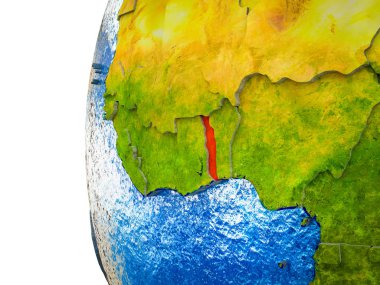 Asean üye devletler görünür ülkeler ve sulu okyanusların 3d dünya üzerinde vurgulanır. 3D çizim.