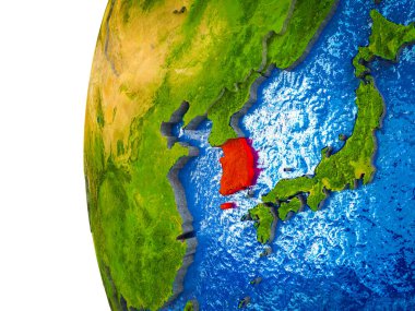 Asean üye devletler görünür ülkeler ve sulu okyanusların 3d dünya üzerinde vurgulanır. 3D çizim.