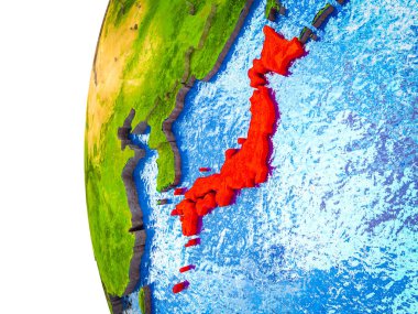 Asean üye devletler görünür ülkeler ve sulu okyanusların 3d dünya üzerinde vurgulanır. 3D çizim.