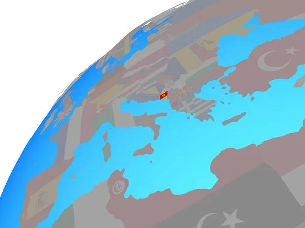 지구에 국기와 몬테네그로입니다 일러스트 — 스톡 사진