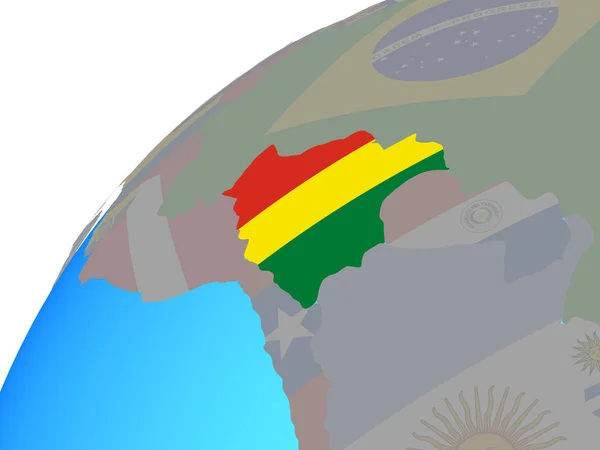 Bolivia Con Bandiera Nazionale Incorporata Sul Globo Illustrazione — Foto Stock