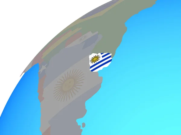 Ουρουγουάη Ενσωματωμένο Εθνική Σημαία Στον Κόσμο Απεικόνιση — Φωτογραφία Αρχείου