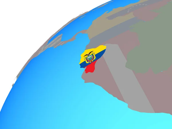 Ecuador Mit Eingebetteter Nationalflagge Auf Dem Globus Illustration — Stockfoto