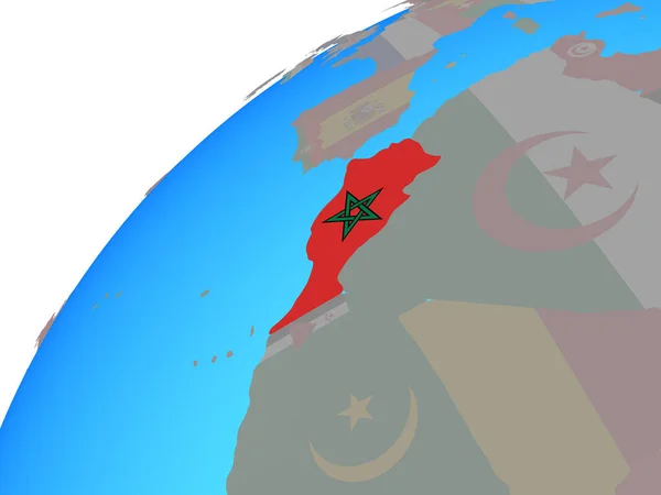 Morocco Embedded National Flag Globe Illustration — Stock Photo, Image