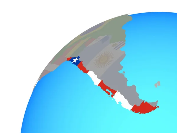 Chile Beágyazott Nemzeti Zászló Világon Illusztráció — Stock Fotó