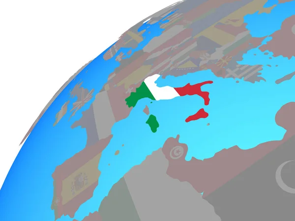 Włochy Osadzonych Flagi Narodowej Całym Świecie Ilustracja — Zdjęcie stockowe