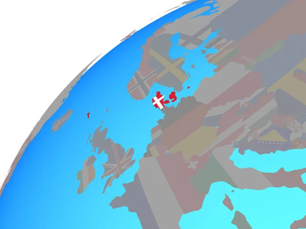 Дания Встроенным Государственным Флагом Земном Шаре Иллюстрация — стоковое фото