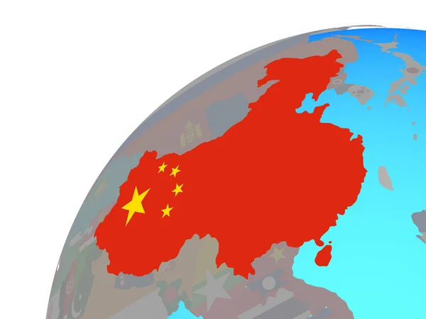 Čína Vloženými Státní Vlajka Světě Obrázek — Stock fotografie