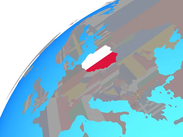 Polonia Con Bandera Nacional Incrustada Globo Ilustración —  Fotos de Stock