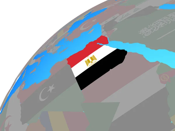 Ägypten Mit Eingebetteter Nationalflagge Auf Dem Globus Illustration — Stockfoto