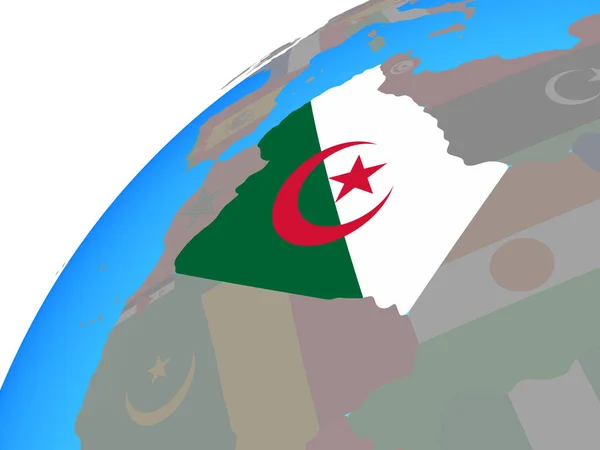 Algerije Met Ingesloten Nationale Vlag Wereldbol Illustratie — Stockfoto