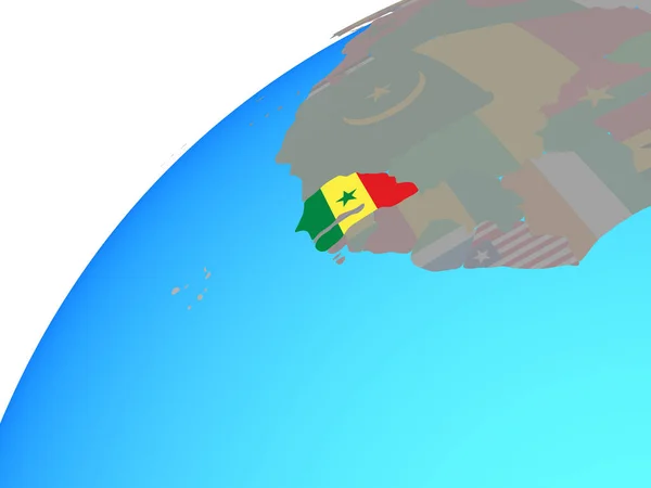 Senegal Con Bandiera Nazionale Incorporata Sul Globo Illustrazione — Foto Stock