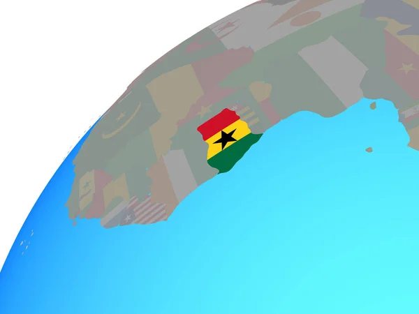 Ghana Osadzonych Flagi Narodowej Całym Świecie Ilustracja — Zdjęcie stockowe