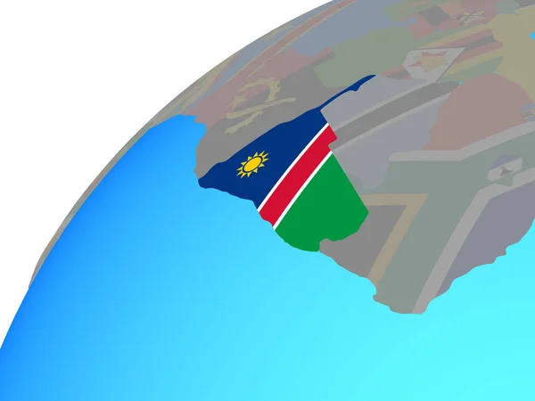 在全球范围内嵌入国旗的纳米比亚 — 图库照片