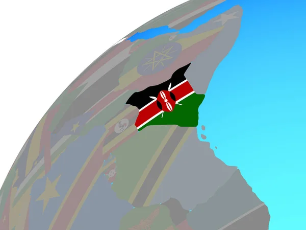 Kenya Embedded National Flag Globe Illustration — Stock Photo, Image