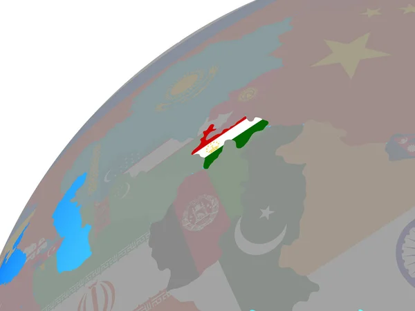 Tagikistan Con Bandiera Nazionale Incorporata Sul Globo Illustrazione — Foto Stock
