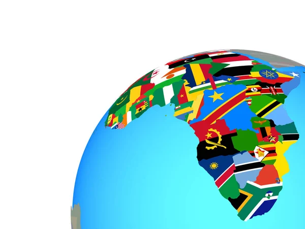 Africa Con Bandiere Nazionali Incorporate Sul Globo Illustrazione — Foto Stock