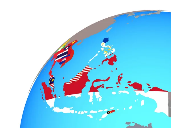 Νοτιοανατολική Ασία Ενσωματωμένο Εθνικές Σημαίες Στον Κόσμο Απεικόνιση — Φωτογραφία Αρχείου
