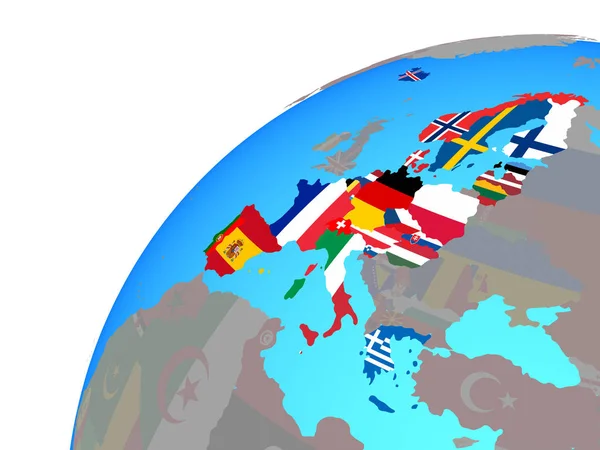 Schengen Area Members Embedded National Flags Globe Illustration — Stock Photo, Image