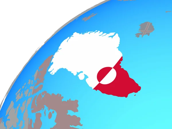 格陵兰在地球上嵌入国旗 — 图库照片