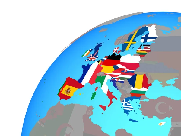 Unión Europea Con Banderas Nacionales Incrustadas Todo Mundo Ilustración —  Fotos de Stock