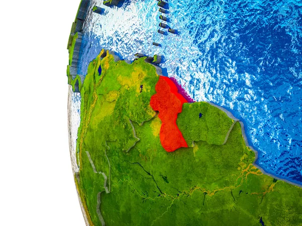 Gujana Wyróżniony Ziemi Krajami Widoczna Wodnisty Oceanów Ilustracja — Zdjęcie stockowe