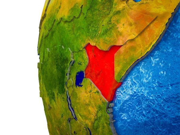 Kenia Aarde Met Zichtbare Landen Waterige Oceaan Gemarkeerd Illustratie — Stockfoto