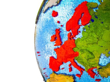 Asean üye devletler görünür ülkeler ve sulu okyanusların 3d dünya üzerinde vurgulanır. 3D çizim.