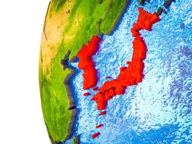 Asean üye devletler görünür ülkeler ve sulu okyanusların 3d dünya üzerinde vurgulanır. 3D çizim.