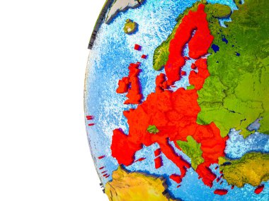 Asean üye devletler görünür ülkeler ve sulu okyanusların 3d dünya üzerinde vurgulanır. 3D çizim.