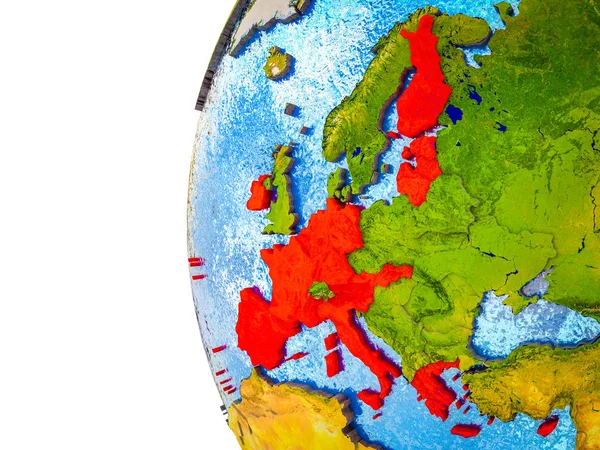 Asean üye devletler görünür ülkeler ve sulu okyanusların 3d dünya üzerinde vurgulanır. 3D çizim.