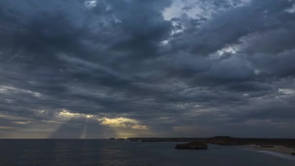 Timelapse Fast Flying Clouds Australian Coast Great Ocean Road Evening — Stock Video