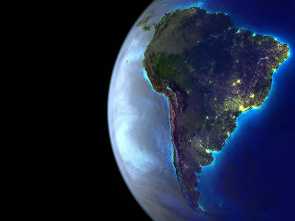 Südamerika Auf Extrem Detailreichen Wunderschön Strukturierten Modellen Der Erde Mit — Stockfoto